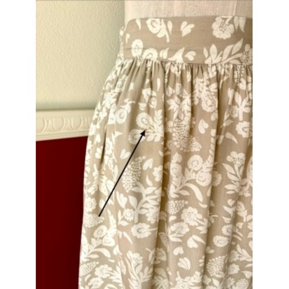 Gina Peters Vintage Floral Maxi Skirt Strapless Dress Beige White Rayon Medium - Picture 3 of 13